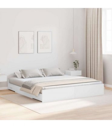 vidaXL Storage Bed Frame White 180 x 200 cm Engineered Wood