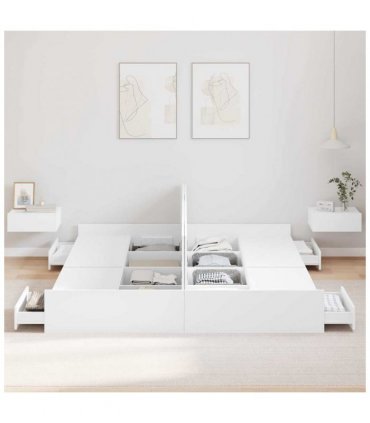 vidaXL Storage Bed Frame White 180 x 200 cm Engineered Wood