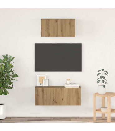 vidaXL TV Cabinet Set Wall-mounted 2 pcs Artisan Oak Engineered Wood