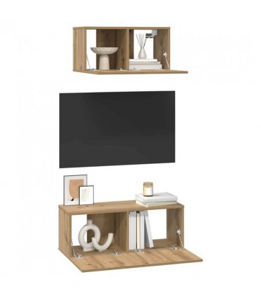 vidaXL TV Cabinet Set Wall-mounted 2 pcs Artisan Oak Engineered Wood