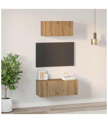 vidaXL TV Cabinet Set Wall-mounted 2 pcs Artisan Oak Engineered Wood
