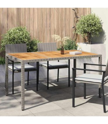 vidaXL Garden Table Grey 150 x 90 x 75 cm Poly Rattan