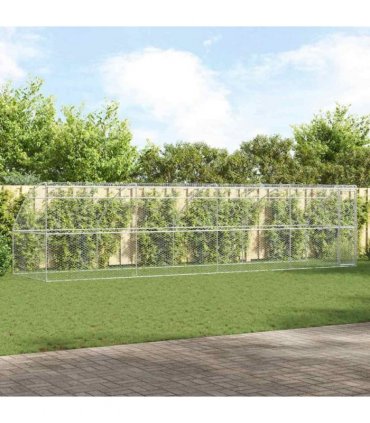 vidaXL Dog Kennel 4 pcs Silver 8 x 2 x 2 m Galvanised steel