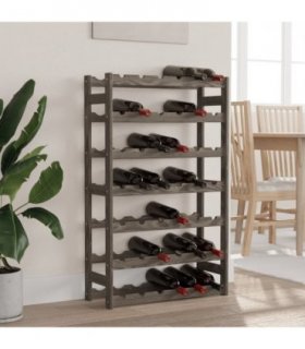 vidaXL Wine Rack for 42 Bottles Grey Solid Wood Pine