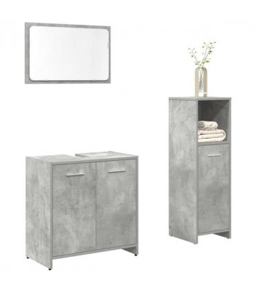 vidaXL 3 Piece Bathroom Furniture Set Concrete Grey Engineered Wood