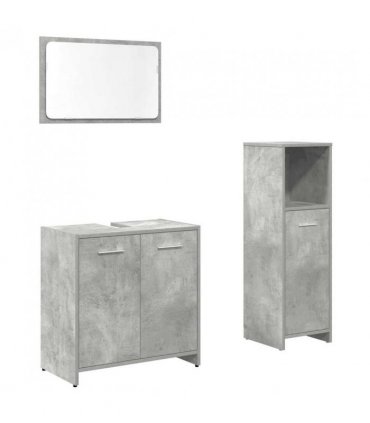 vidaXL 3 Piece Bathroom Furniture Set Concrete Grey Engineered Wood