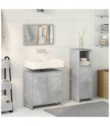 vidaXL 3 Piece Bathroom Furniture Set Concrete Grey Engineered Wood