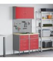 vidaXL Work Cabinet with Drawer 5 pcs Red Engineered Wood and Steel