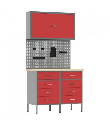 vidaXL Work Cabinet with Drawer 5 pcs Red Engineered Wood and Steel