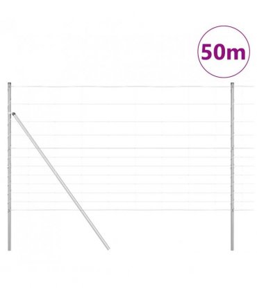 vidaXL Ground Fix Welded Wire Fence 50 x 1.4 m Galvanised Steel Silver