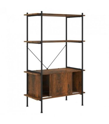 vidaXL 4-Tier Shelving Unit with Cabinet 80x40x130 cm Steel and Engineered Wood