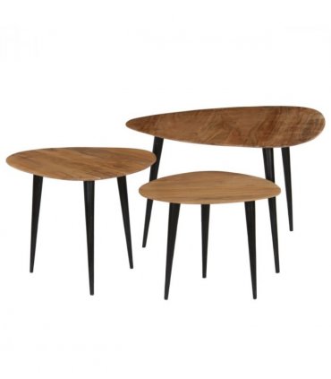 vidaXL Coffee Table Set 3 Pieces Solid Acacia Wood