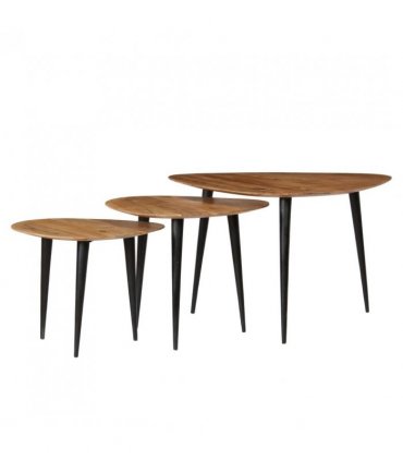 vidaXL Coffee Table Set 3 Pieces Solid Acacia Wood