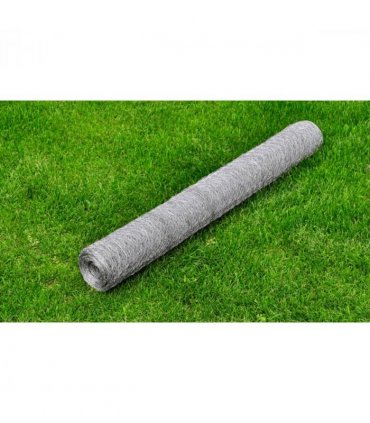 vidaXL Chicken Wire Fence Galvanised Steel 25x0.5 m Silver
