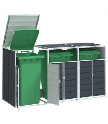 vidaXL Wheelie Bin Storage for Triple Bins Anthracite 216x81x115 cm Steel