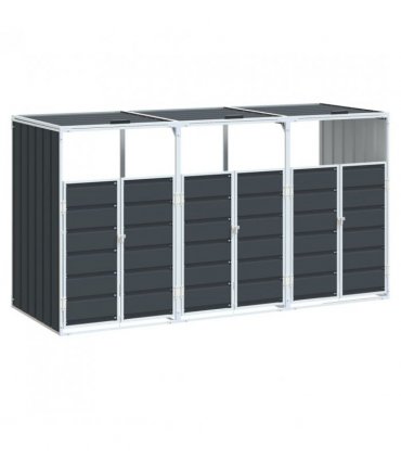 vidaXL Wheelie Bin Storage for Triple Bins Anthracite 216x81x115 cm Steel