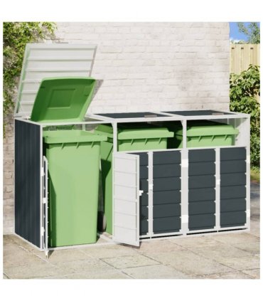 vidaXL Wheelie Bin Storage for Triple Bins Anthracite 216x81x115 cm Steel