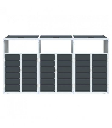 vidaXL Wheelie Bin Storage for Triple Bins Anthracite 216x81x115 cm Steel