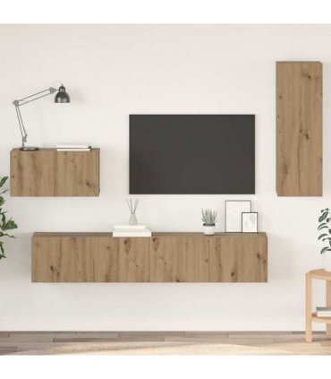 vidaXL Wall TV Cabinet Wall-mounted 4 pcs Artisan Oak Engineered Wood