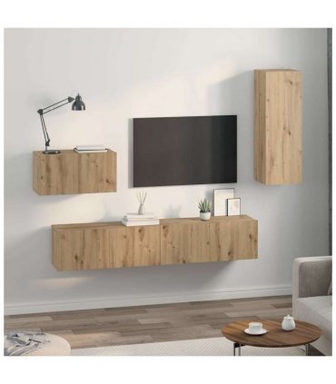 vidaXL Wall TV Cabinet Wall-mounted 4 pcs Artisan Oak Engineered Wood