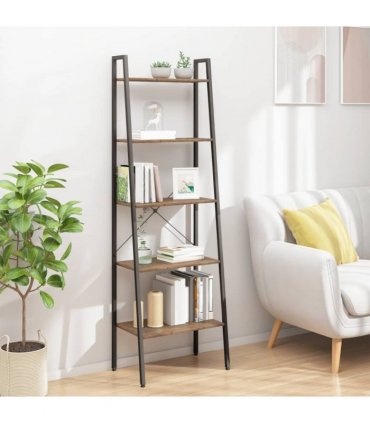 vidaXL 5-Tier Standing Shelf Dark Brown and Black 56x35x174 cm