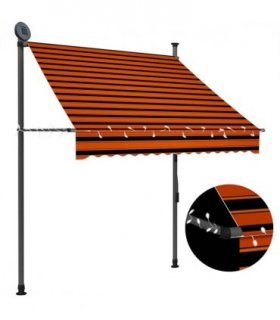 vidaXL Manual Retractable Awning with LED 150 cm Orange and Brown