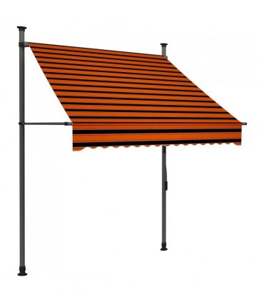 vidaXL Manual Retractable Awning with LED 150 cm Orange and Brown