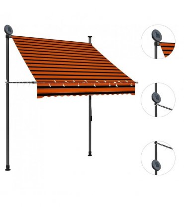 vidaXL Manual Retractable Awning with LED 150 cm Orange and Brown