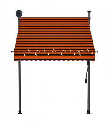 vidaXL Manual Retractable Awning with LED 150 cm Orange and Brown