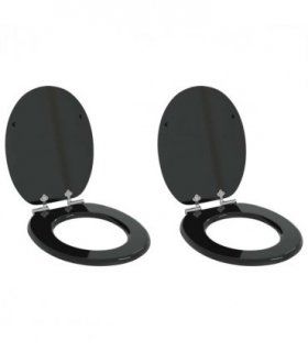 vidaXL Soft-Close Toilet Seat 2 pcs Black 44 x 38 cm MDF board