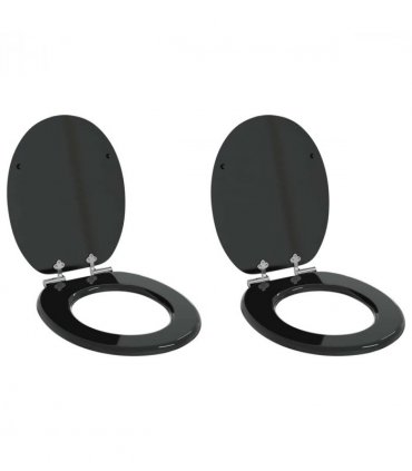 vidaXL Soft-Close Toilet Seat 2 pcs Black 44 x 38 cm MDF board