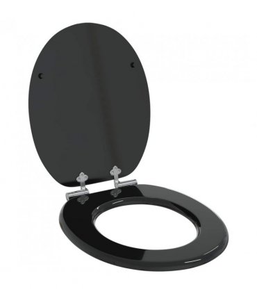 vidaXL Soft-Close Toilet Seat 2 pcs Black 44 x 38 cm MDF board