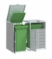 vidaXL Wheelie Bin Storage for Double Bins Grey 144x81x113 cm Steel