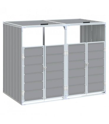 vidaXL Wheelie Bin Storage for Double Bins Grey 144x81x113 cm Steel