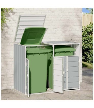 vidaXL Wheelie Bin Storage for Double Bins Grey 144x81x113 cm Steel