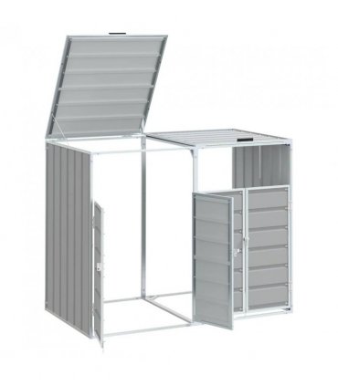 vidaXL Wheelie Bin Storage for Double Bins Grey 144x81x113 cm Steel