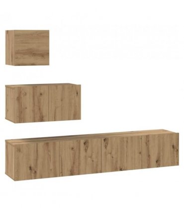 vidaXL TV Cabinet Set Wall-mounted 4 pcs Artisan Oak Engineered Wood