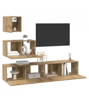 vidaXL TV Cabinet Set Wall-mounted 4 pcs Artisan Oak Engineered Wood