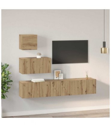 vidaXL TV Cabinet Set Wall-mounted 4 pcs Artisan Oak Engineered Wood