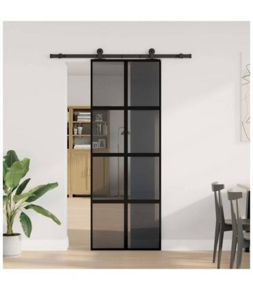 vidaXL Sliding Door with Hardware Set 76x205 cm Tempered Glass&Aluminium
