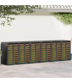 vidaXL Wheelie Bin Storage for 6 Bins Anthracite 408 x 77.5 x 115.5 cm