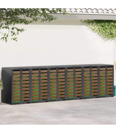 vidaXL Wheelie Bin Storage for 6 Bins Anthracite 408 x 77.5 x 115.5 cm