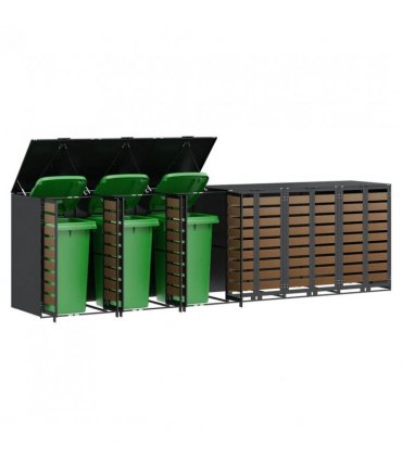 vidaXL Wheelie Bin Storage for 6 Bins Anthracite 408 x 77.5 x 115.5 cm