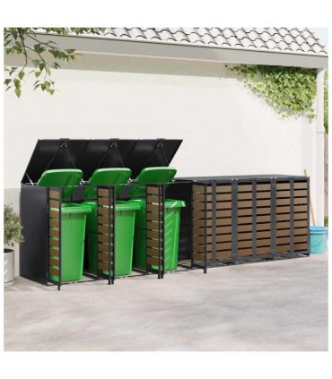 vidaXL Wheelie Bin Storage for 6 Bins Anthracite 408 x 77.5 x 115.5 cm