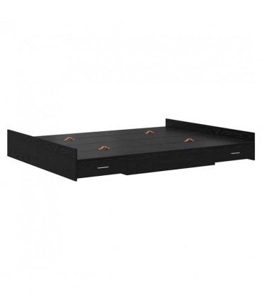 vidaXL Storage Bed Frame Black Oak 140 x 200 cm Engineered Wood