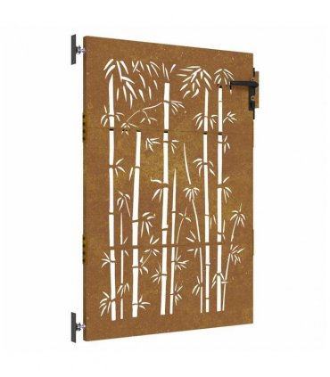 vidaXL Garden Gate 85x125 cm Corten Steel Bamboo Design