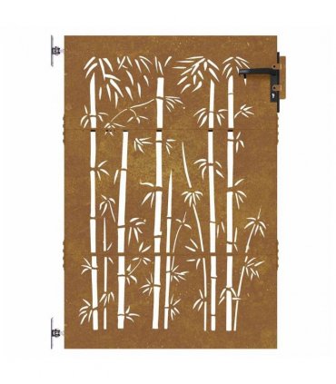 vidaXL Garden Gate 85x125 cm Corten Steel Bamboo Design