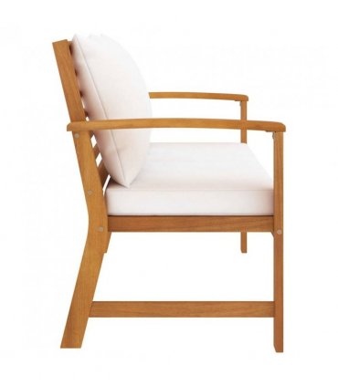 vidaXL Garden Bench 120 cm with Cream Cushion Solid Wood Acacia