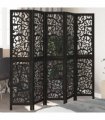 vidaXL Room Divider 5 Panels Black Solid Wood Paulownia