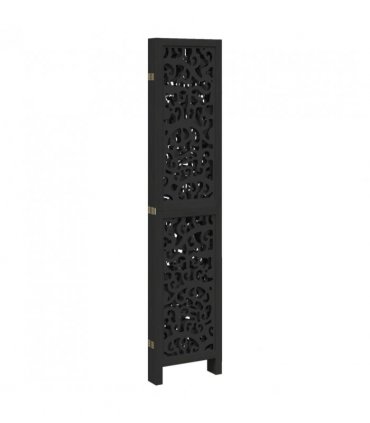 vidaXL Room Divider 5 Panels Black Solid Wood Paulownia